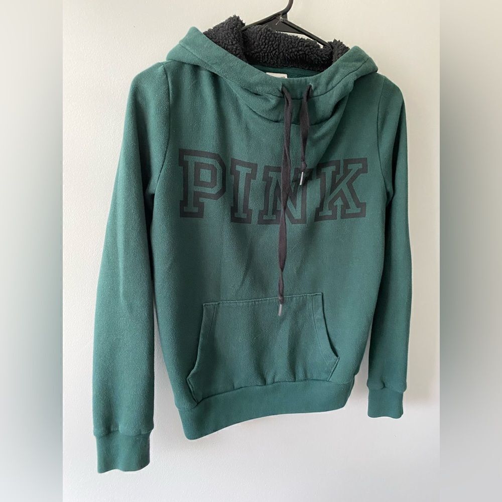 Pink Victoria’s Secret green hoodie - Picture 2 of 4